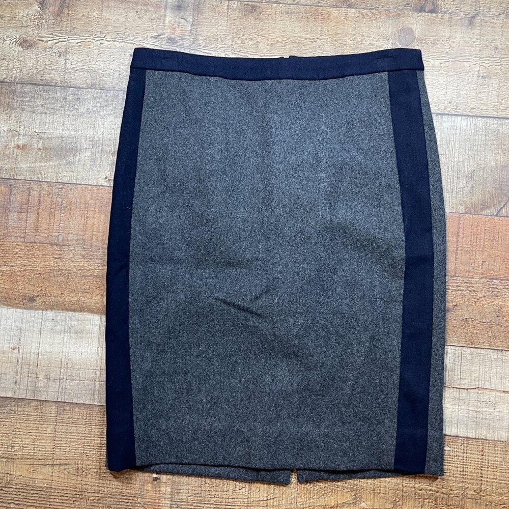 J. Crew Gray/Navy Wool Pencil Skirt size 00